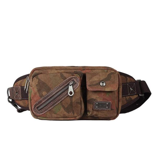 Yellow Camouflage Canvas Fanny Packs Men's Chest Bag Canvas Hip Bag Waist Bags For Men