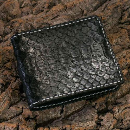 Handmade Leather Boa Skin Mens billfold Wallet Cool Leather Wallet Slim Wallet for Men