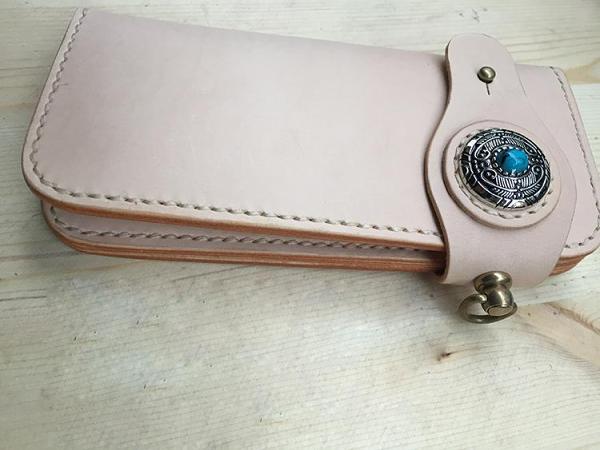 Cool Leather Mens Biker Chain Wallets Handmade Long Wallet with Chain