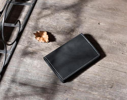 Handmade Leather Mens Cool Short Wallet Card Holder Small Card Slim Wallets for Men