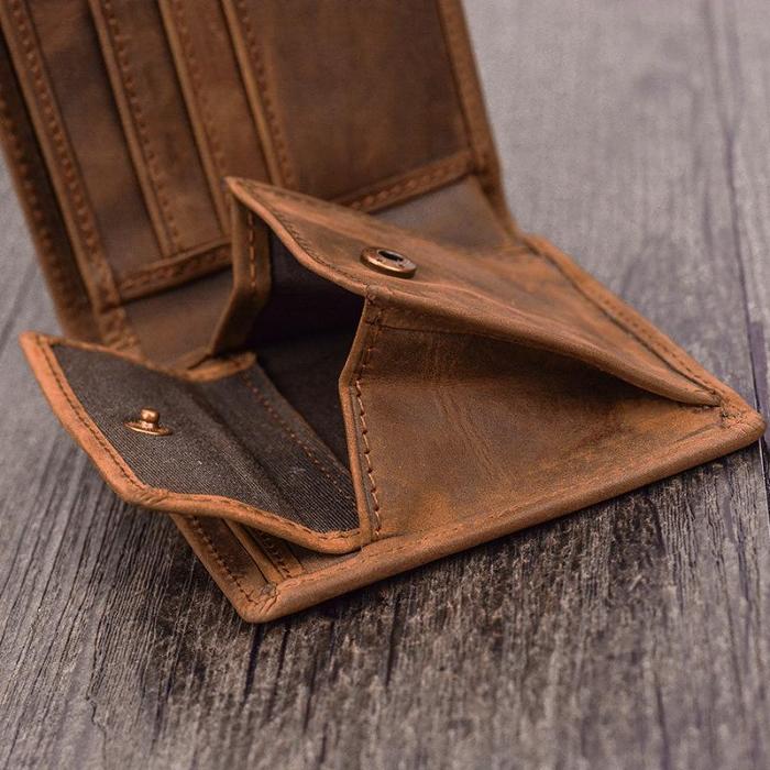 Handmade Leather Mens Cool Slim Leather Wallet Card Wallet Holders Men Small Wallets Bifold for Men