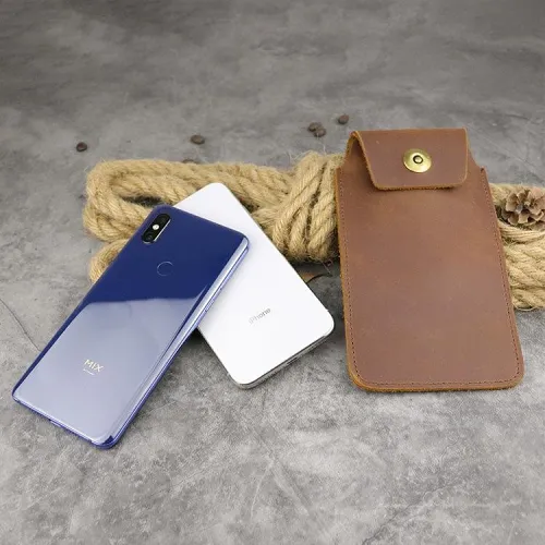 Cool Leather Men's Slim Cell Phone Holster Phone Holster Belt Bag Belt Pouch For Men
