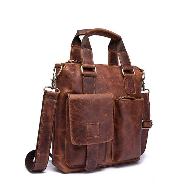Cool Leather Mens Small Briefcase Handbag Business Handbag Shoulder Bag For Men