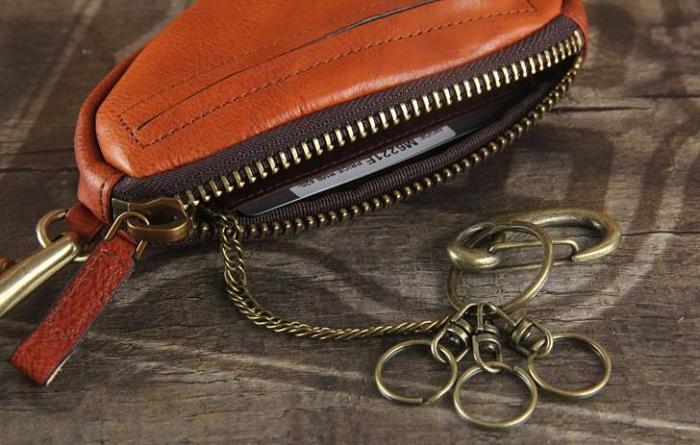 Genuine Leather Mens Cool Key Wallet Car Key Change Coin Holder Car Key Case for Men
