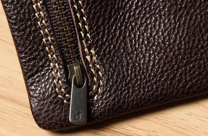 Handmade Genuine Leather Mens Cool billfold Leather Wallet Men Small Wallets Bifold for Men