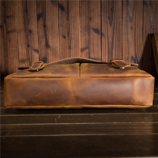Cool Leather Mens Briefcase Business Briefcase Vintage Shoulder Bag HandBags for men