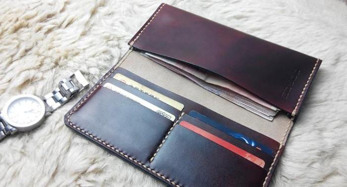 Vintage Leather Mens Bifold Long Wallet Leather Long Wallets for Men