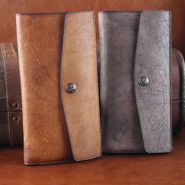 Handmade Leather Mens Clutch Cool Braided Wallet Clutch Wristlet Wallet for Men