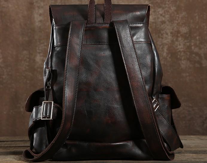 Handmade Leather Mens Cool Backpack Sling Bag Large Travel Bag Hiking Bag for Men