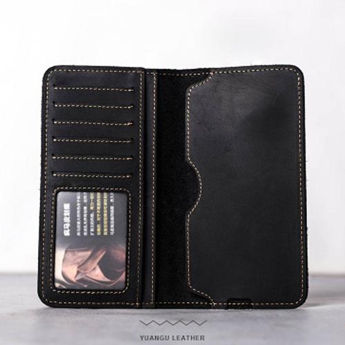 Leather Long Wallets for men Bifold Vintage Men Long Wallet