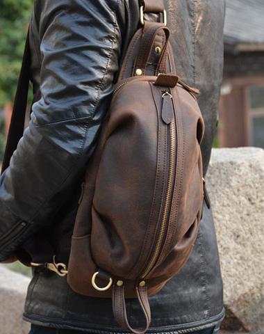 COOL LEATHER MENS SLING BAG SLING Shoulder BAG Chest Bags FOR MEN