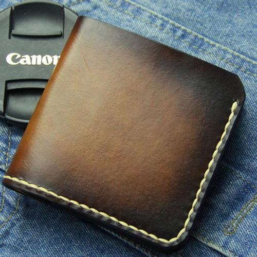 Vintage Coffee Leather Mens Slim Small Wallet Leather Bifold Wallets for Men