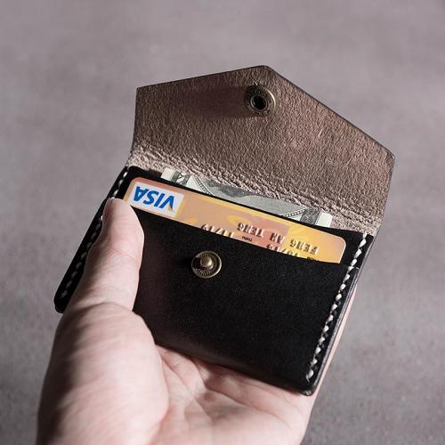 Handmade Leather Mens Cool Short Wallet Card Holder Small Card Slim Wallets for Men