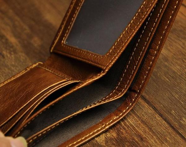 Cool Leather Mens Slim Small Wallet Slim Front Pocket Wallet for Men