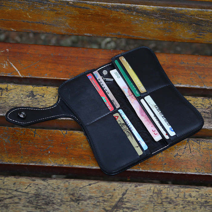 Handmade Tooled Leather Floral Biker Chain Wallet Mens Long Wallet with Chain for Men