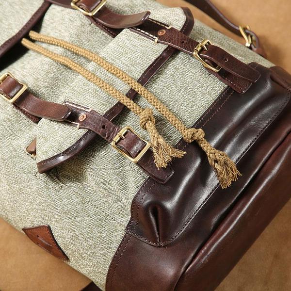 Handmade Leather Canvas Mens Cool Backpack Sling Bag Large Travel Bag Hiking Bag for Men