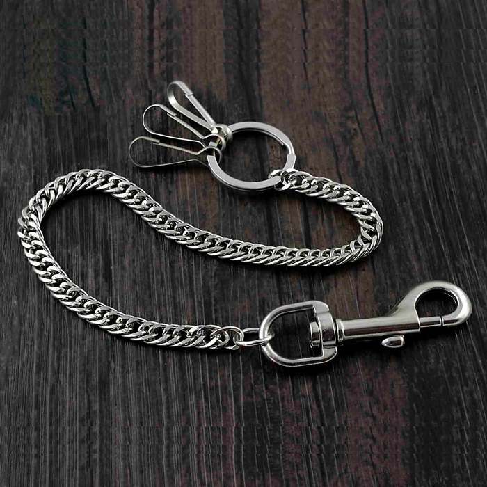 Solid Stainless Steel Leather Braided Long Wallet Chain Cool Punk Rock Biker Trucker Wallet Chain Trucker Wallet Chain for Men