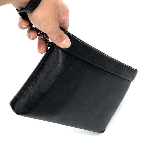 Fashion Black Leather Men's Clutch Purse Clutch Bag Wristlet Bag For Men