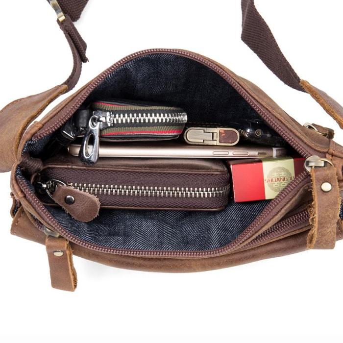 Vintage Leather Fanny Pack Mens Waist Bag Hip Pack Belt Bag Bumbag for Men