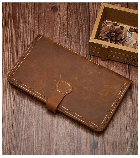 Handmade Leather Mens Travel Wallet Passport Leather Wallet Short Slim Wallets for Men