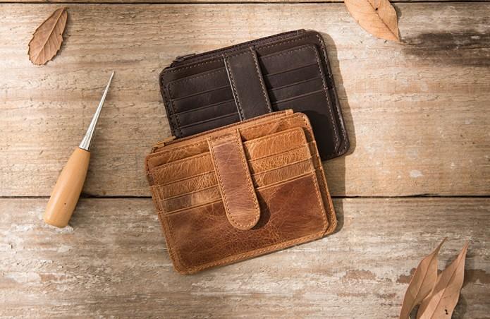 Leather Mens Slim Card Holder Front Pocket Wallet Card Wallets for Men