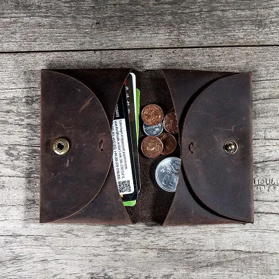 Leather Men Card Holder Wallet Change Bifold Small Wallet for Men