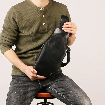 Leather Mens Sling Bag Sling Shoulder Bag Sling Backpack for men