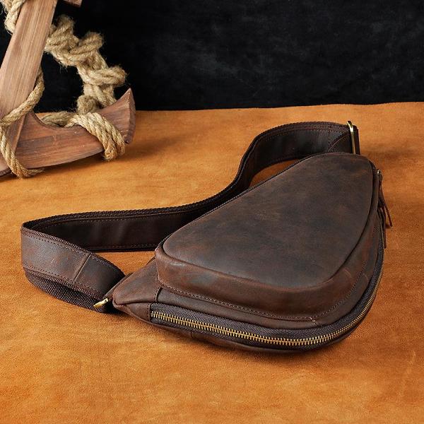 Leather Mens Cool Sling Bag Crossbody Bag Chest Bag for men