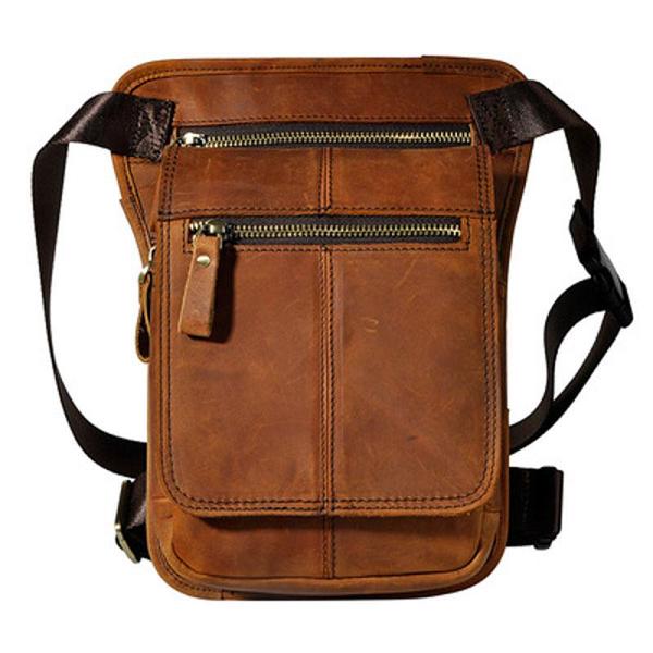 Cool Biker Mens Leather Drop Leg Bag Belt Pouch Waist Bag Side Bag Shoulder Bag for Men