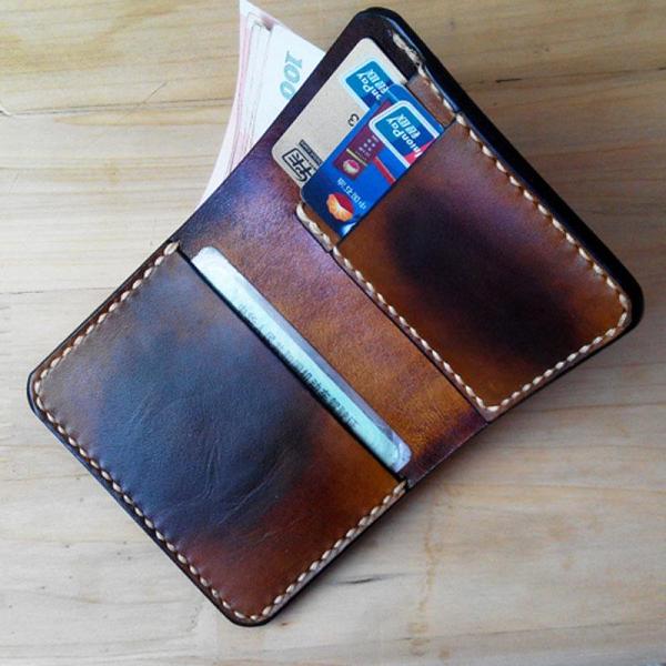 Handmade Vintage Leather Mens Slim Small Wallets for Men