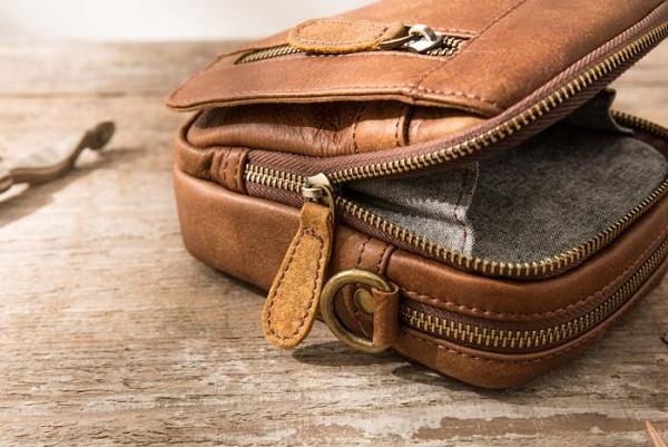 Leather Belt Pouch Belt Cases Mens Waist Bag Small Shoulder Bag for Men