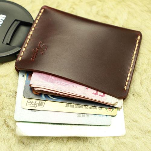 Handmade Leather Mens Slim Front Pocket Wallet Leather Small Wallets  for Men