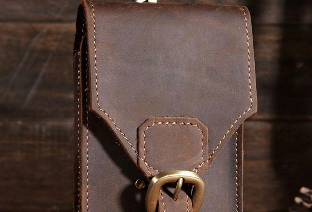 MEN LEATHER Belt Pouch WAIST BAG HIP PACK BELT BAGs CELL PHONE HOLSTER