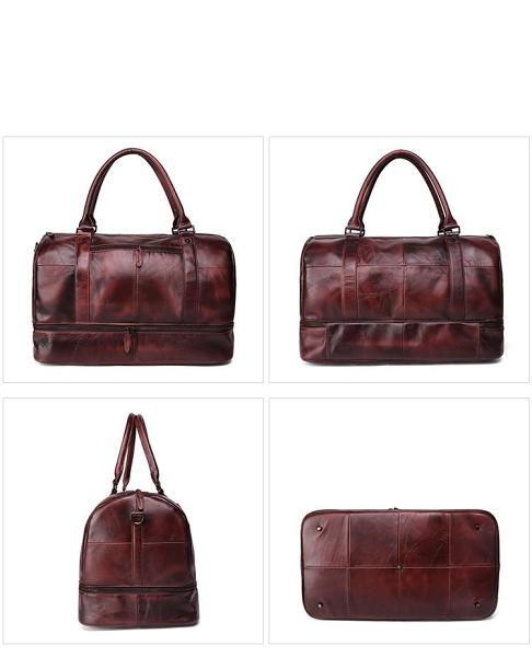Cool Brown Leather Mens  23 Large Weekender Bag Black Business Travel Bag Duffle Bag for Men