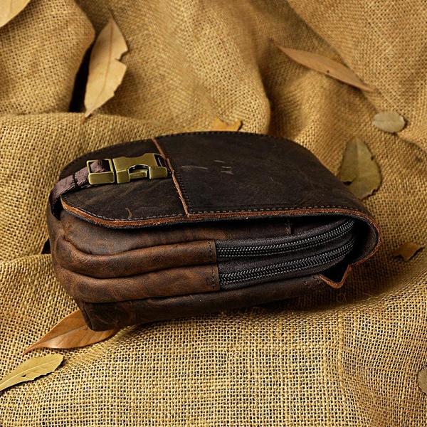 Leather Belt Pouch Mens Small Cases Waist Bag Hip Pack Belt Bag Fanny Pack Bumbag for Men