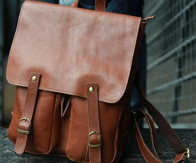 Leather Brown Mens Backpack Cool Travel Backpacks Laptop Backpack for men