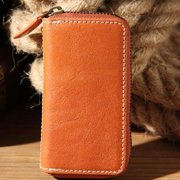 Mens Cool Key Wallet Handmade Leather Car Key Card Holder Car Key Case for Men