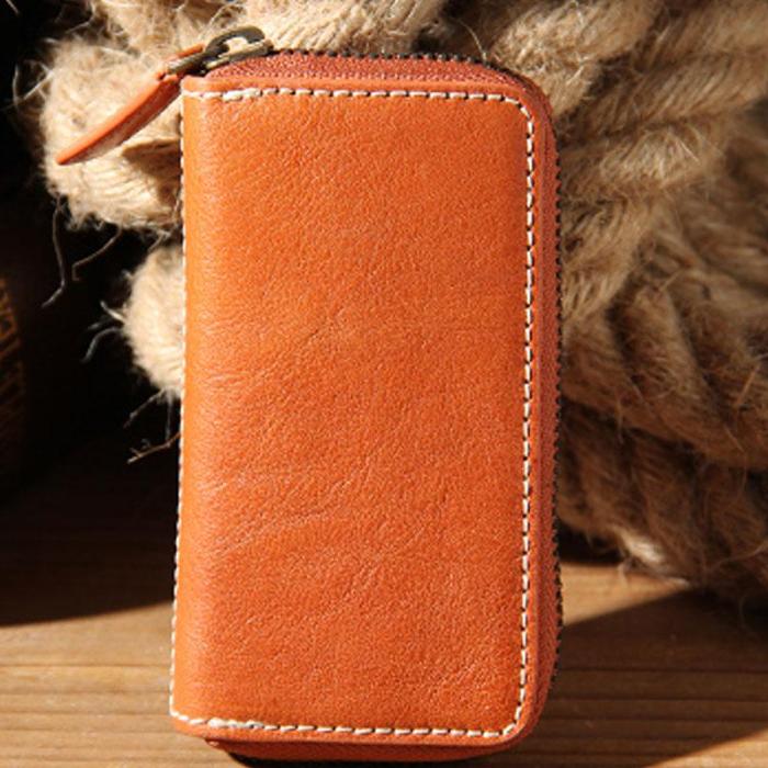Mens Cool Key Wallet Handmade Leather Car Key Card Holder Car Key Case for Men