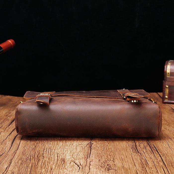 Vintage Brown Leather Men's Profess Briefcase Business Brown Shoulder Briefcase For Men