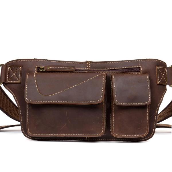 Vintage Leather Fanny Pack Mens Waist Bag Hip Pack Belt Bag Bumbag for Men