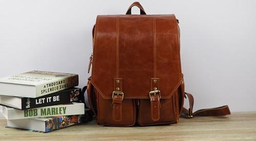 Cool Mens Leather 14inch Laptop Backpack Travel Backpacks Leather School Backpack for Men