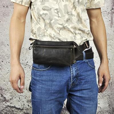 Vintage Leather Fanny Pack Mens Waist Bag Hip Pack Belt Bag for Men