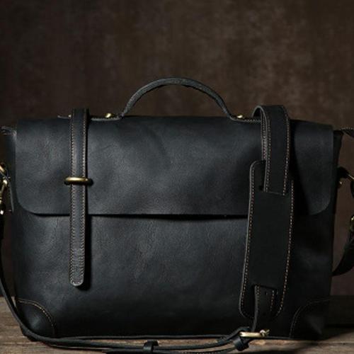 Handmade Leather Mens Cool Messenger Bag Briefcase Work Bag Business Bag Laptop Bag for men