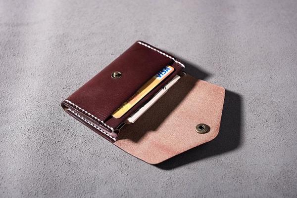 Handmade Leather Mens Cool Short Wallet Card Holder Small Card Slim Wallets for Men