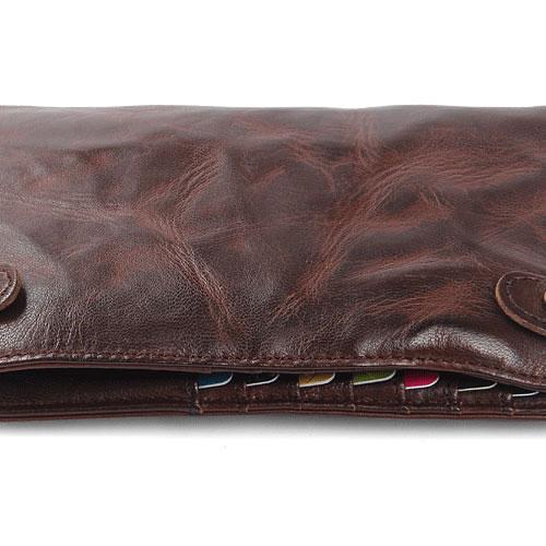 Handmade Leather Mens Cool Long Leather Wallet Bifold Clutch Wallet for Men