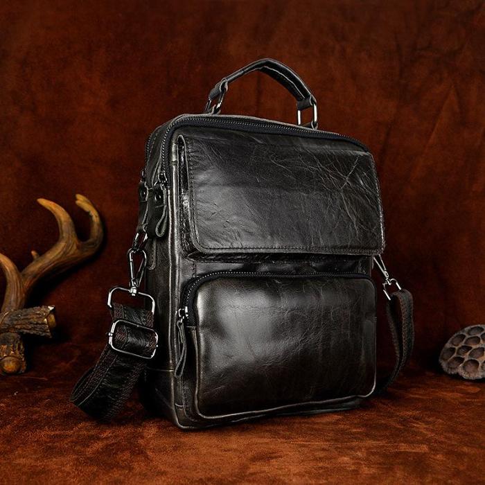 Cool Oiled LEATHER MENS Small Side Bag Small SHOULDER BAG HANDBAGS FOR MEN