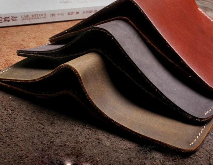 Handmade Leather Mens Cool Slim Leather Wallet Men Small Wallets Bifold for Men