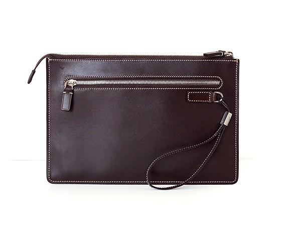 Cool Handmade Leather Mens Wristlet Bag Clutch Zipper Clutch for Men
