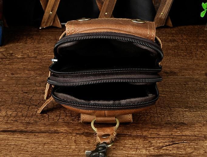 Leather Mens WAIST POUCH with Belt Loop Cell Phone Holster Belt Pouch for Men