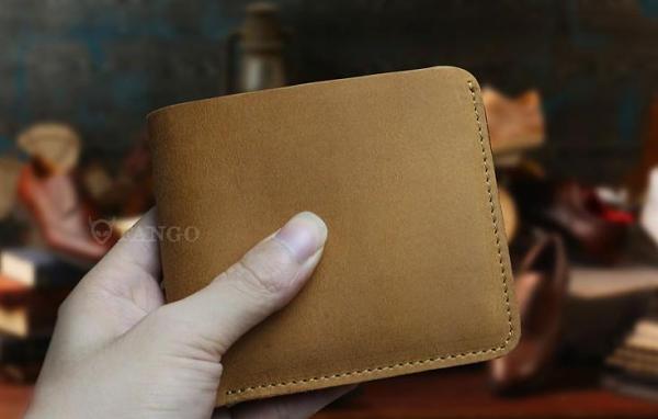 Handmade Leather Mens Cool Slim Leather Wallet Men billfold Wallets Bifold for Men